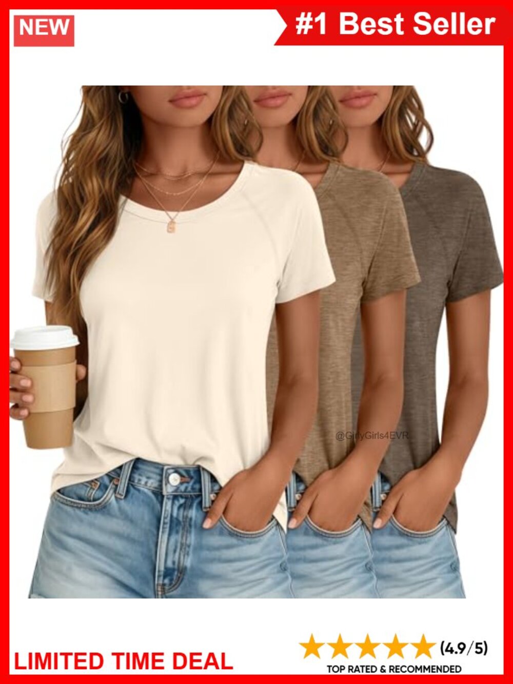 3 Pack Womens Short Sleeve Tunic Tops Raglan Sleeve Side Slits Loose Fit